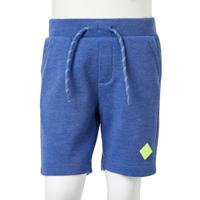 Kindershorts met trekkoord 116 gemleerd blauw - thumbnail