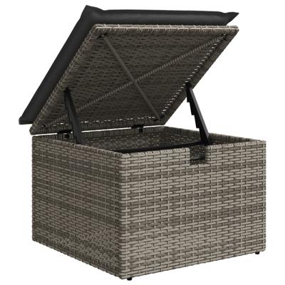 5-delige Loungeset met kussens poly rattan grijs - thumbnail