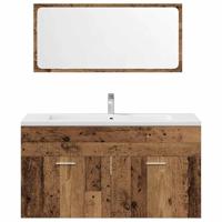 3-delige Badkamermeubelset bewerkt hout oud houtkleurig - thumbnail