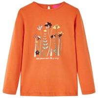 Kindershirt met lange mouwen bloemenprint 128 oranjebruin - thumbnail
