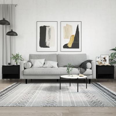 Salontafels 2 st 50x46x50 cm bewerkt hout zwart Salontafels 2 st 50x46x50 cm bewerkt hout zwart