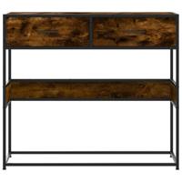 Wandtafel 90x35x80 cm bewerkt hout gerookt eikenkleurig - thumbnail
