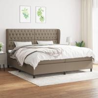 Boxspring met matras stof taupe 200x200 cm - thumbnail