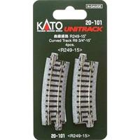 7078110 N Kato Unitrack Gebogen rails 15 ° 249 mm 4 stuk(s) - thumbnail