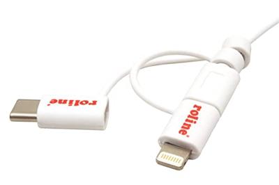 ROLINE USB 2.0 8pin sync & oplaadkabel Type A - Type C / 8-pins / USB MicroB, wit, 1 m ROLINE USB 2.0 8pin sync & oplaadkabel Type A - Type C / 8-pins / USB MicroB, wit, 1 m