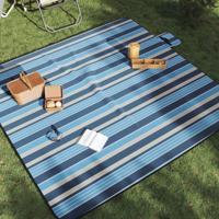 VidaXL Picknickkleed opvouwbaar gestreept 200x200 cm fluweel blauw wit - thumbnail