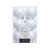 12 onbreekbare kerstballen winterwit 6 cm - thumbnail