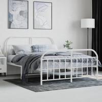 Bedframe met hoofd- en voeteneinde metaal wit 135x190 cm - thumbnail