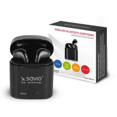 SAVIO TWS-02 Draadloze Bluetooth-hoofdtelefoon, Zwart