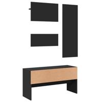 4-delige Garderobe set bewerkt hout zwart - thumbnail