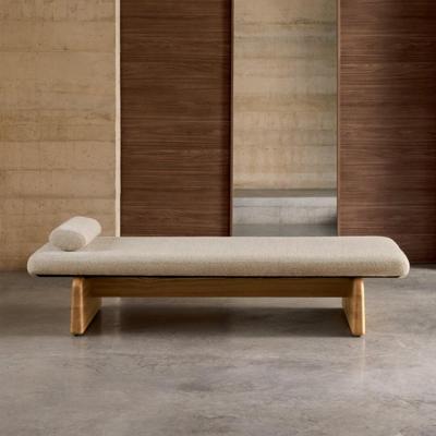 Kave Home Bank 'Topaz' Chenille en essenhout, 200cm, kleur Naturel