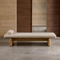 Kave Home Bank 'Topaz' Chenille en essenhout, 200cm, kleur Naturel - thumbnail