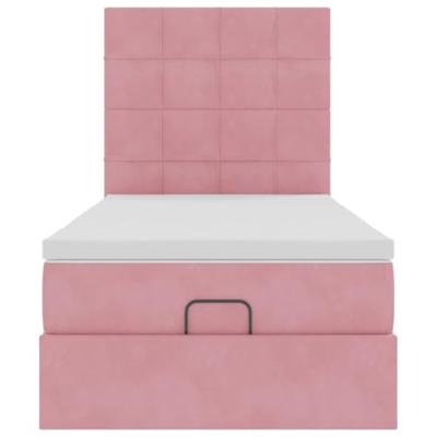 Ottoman bed met matrassen 100x200cm fluweel roze