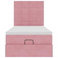 Ottoman bed met matrassen 100x200cm fluweel roze - thumbnail