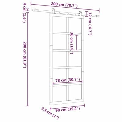 Schuifdeur Bruin 90 x 208 cm Massief grenenhout