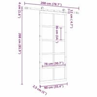 Schuifdeur Bruin 90 x 208 cm Massief grenenhout - thumbnail