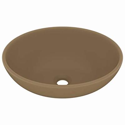 VidaXL Wastafel ovaal 40x33 cm keramiek matcrème