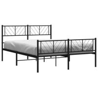 Bedframe met hoofd- en voeteneinde metaal zwart 150x200 cm - thumbnail