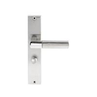 Hardbrass Deurkruk Rhodos op rechthoekig langschild WC63/8mm - RVS - thumbnail