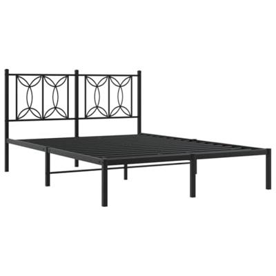 Bedframe met hoofdbord metaal zwart 140x190 cm