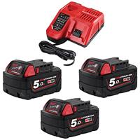 Milwaukee accu kit - M18 NRG-503 - 18V - 3x5.0 Ah accu en snellader (+1x2.0 Ah 12V accu) - Li-ion - thumbnail