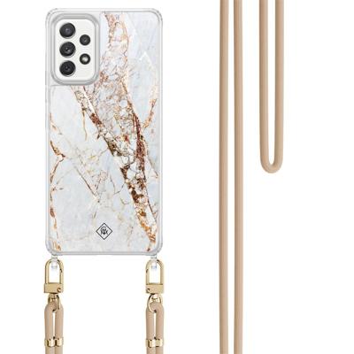 Samsung Galaxy A52(s) hoesje met beige koord - Marmer goud Samsung Galaxy A52(s) hoesje met beige koord - Marmer goud