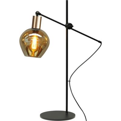 Masterlight Zwarte tafellamp met goudBounty met glas - 4471-05-02-3