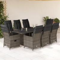 9-delige Tuinset met kussens poly rattan grijs - thumbnail