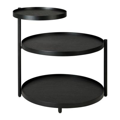 Ethnicraft Ronde Bijzettafel 'Swivel Tray' Gelakt Hout, Met 3 bladen