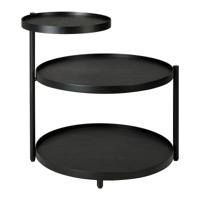 Ethnicraft Ronde Bijzettafel 'Swivel Tray' Gelakt Hout, Met 3 bladen - thumbnail