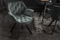 Bureaustoel THE DUTCH COMFORT donkergroen fluweel met armleuningen Modern Design - 44067 - thumbnail