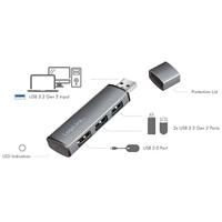 LogiLink UA0395 USB 3.2 Gen 2-hub Met aluminium behuizing, Met status-LEDs Space grijs - thumbnail