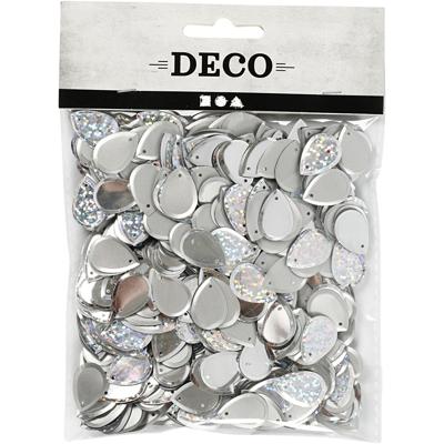 Creativ Company Pailletten, druppel, afm 14x19 mm, zilver, 50 gr/ 1 doos - thumbnail