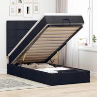 Ottoman bed met matras 90x190cm stof zwart - thumbnail
