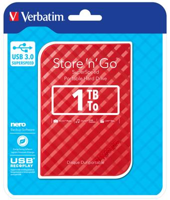 Verbatim Store n Go 1 TB Externe harde schijf (2,5 inch) USB-A 3.2 Gen 1 Rood 53203