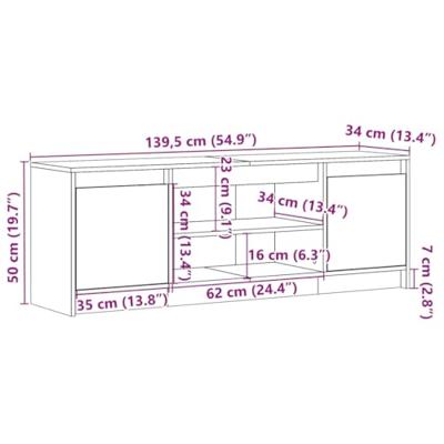 Tv-meubel met LED 139,5x34x50 cm bewerkt hout gerookt eiken