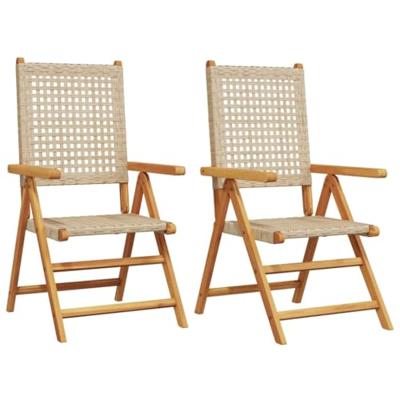 Tuinstoelen 2 st massief acaciahout en poly rattan beige Tuinstoelen 2 st massief acaciahout en poly rattan beige
