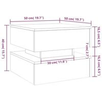 Salontafel met LED-verlichting 50x50x40cm artisanaal eikenkleur - thumbnail