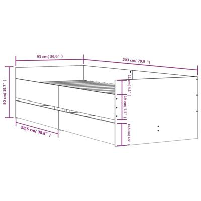 Bedframe met lades sonoma eikenkleurig 90x200 cm - thumbnail