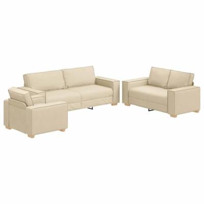 Bankstel met kussen 3 pcs Crème 220 x 78 x 84 cm Stof