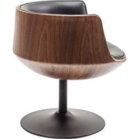 Kare Design Club Walnut Draaibare Fauteuil - Kunstleer Zwart - thumbnail