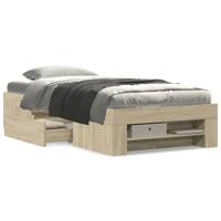 Bedframe zonder matras hout sonoma eikenkleurig 75x190 cm - thumbnail