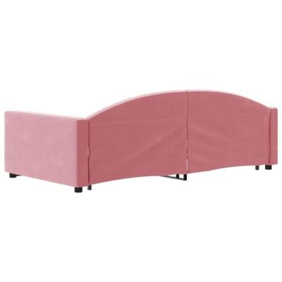Slaapbank met onderschuifbed 100x200 cm fluweel roze