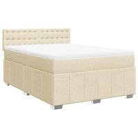 Boxspring met matras stof crèmekleurig 160x200 cm - thumbnail
