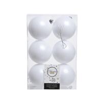 6 onbreekbare kerstballen winterwit 8 cm - thumbnail