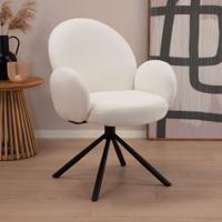 Tower Living Draaibare Eetkamerstoel 'Imola' Bouclé, kleur Wit - thumbnail