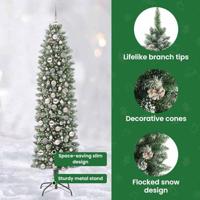 VidaXL Kunstmatige slanke kerstboom met 300 led groen en wit 210 cm - thumbnail