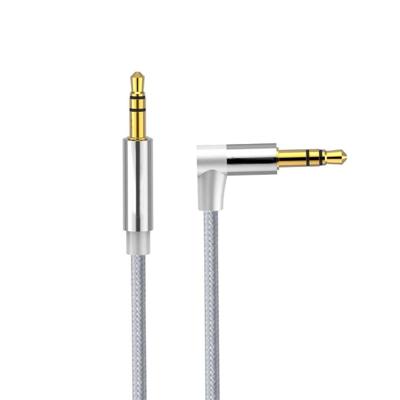 AV01 3.5 mm male naar Male elleboog audio kabel lengte: 3m (zilvergrijs)