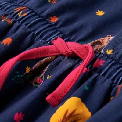 VidaXL Kinderjurk lange mouwen en trekkoord 128 marineblauw