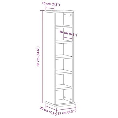 Cd-kast 21x20x88 cm bewerkt hout artisanaal eikenkleurig